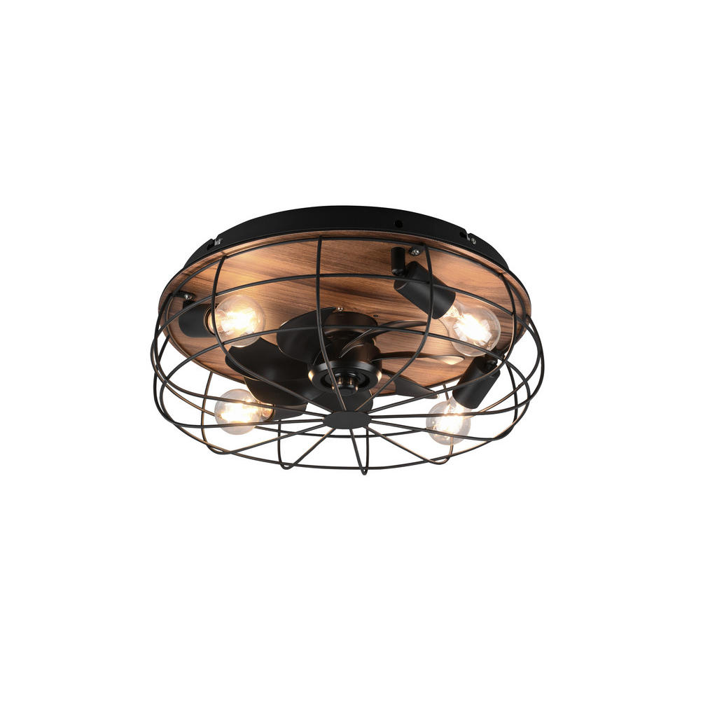 Thumbnail - Deckenleuchte Trondheim, Braun, Schwarz, Holz, Metall, Kunststoff, Kautschukholz, Sperrholz, 17.5 cm, getrennt schaltbar...