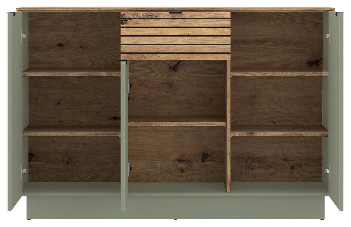 SIDEBOARD NEXA 135/90/40 cm 1 Schublade(n)  - Salbeigrün/Eiche Artisan, Basics, Holzwerkstoff/Kunststoff (135/90/40cm) - Livetastic