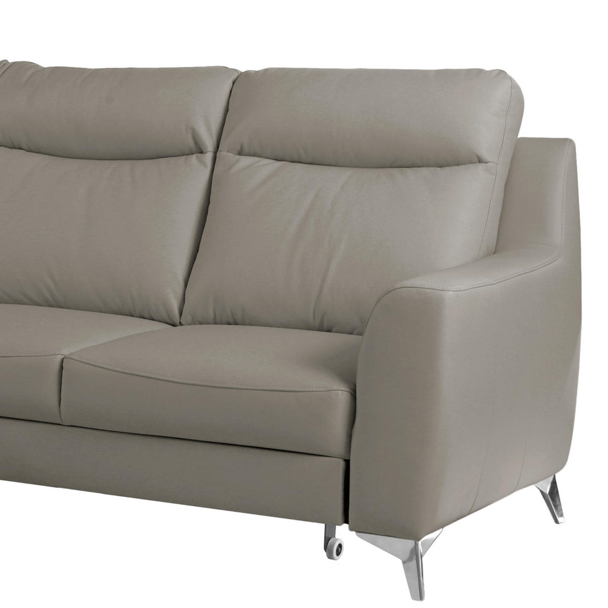 ECKSOFA Lederlook Echtleder Schlammfarben  - Chromfarben/Schlammfarben, Design, Leder/Textil (236/168cm) - Livetastic