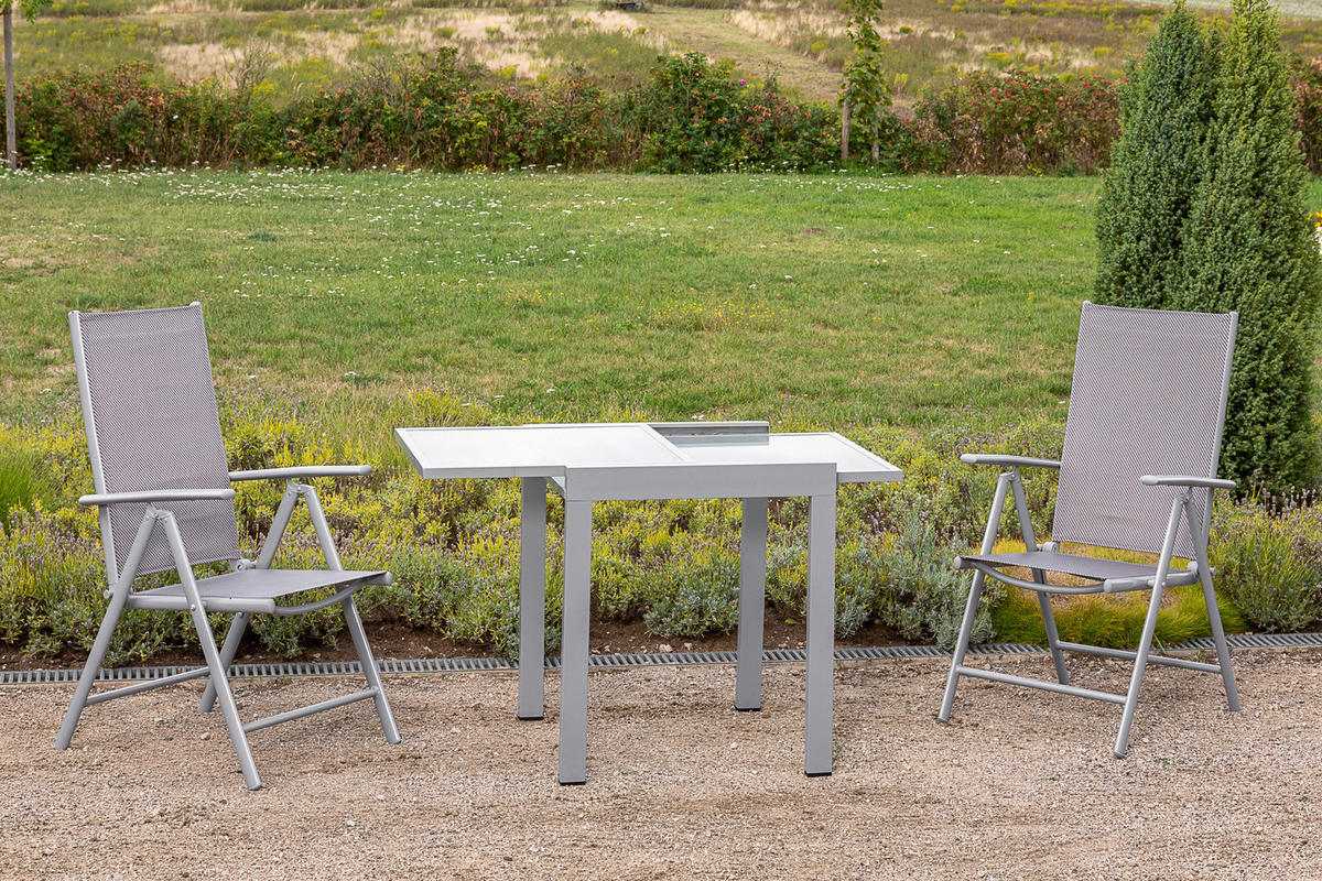 GARTENSET 3-teilig  - Silberfarben/Braun, MODERN, Kunststoff/Metall - Gardenson