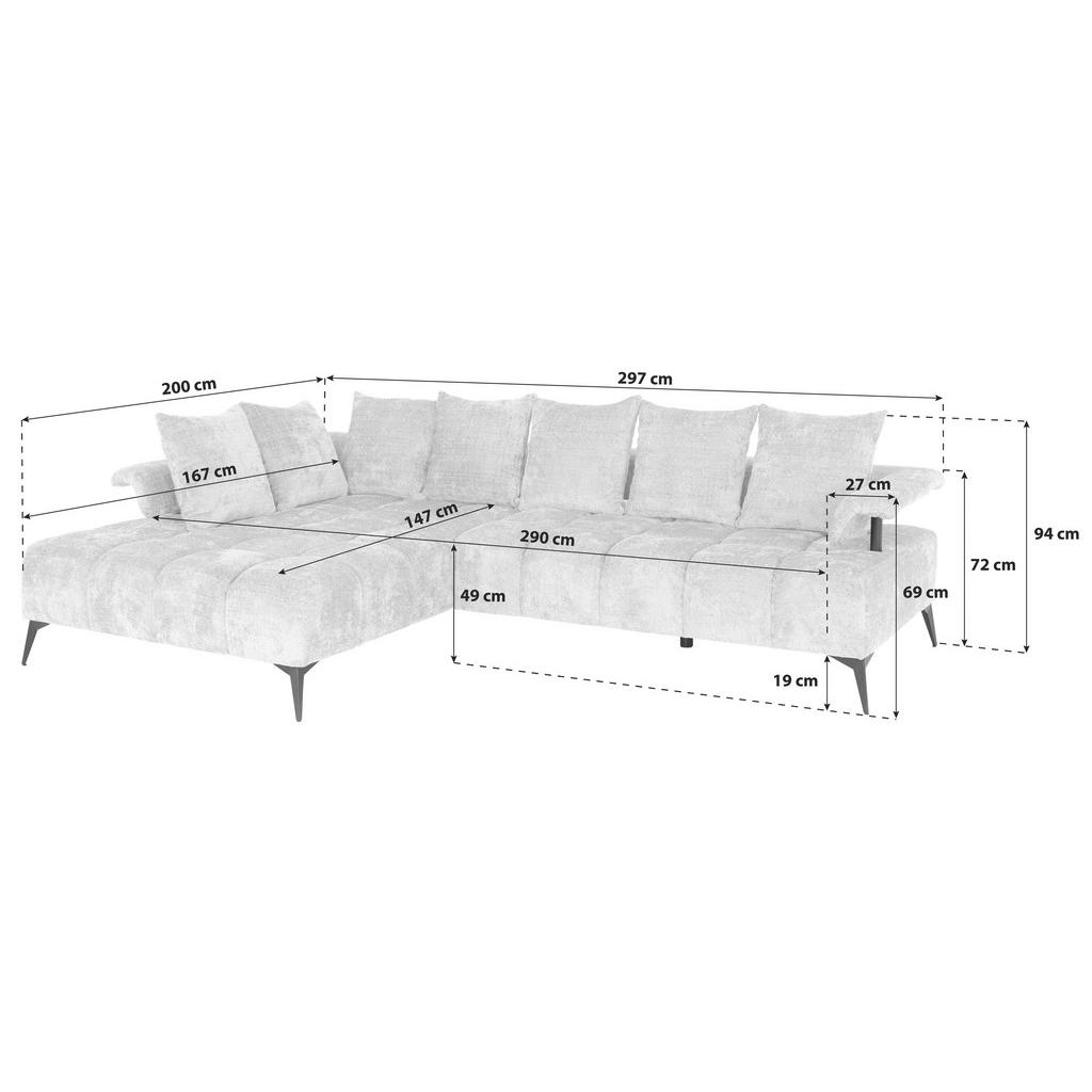 Thumbnail - Livetastic Ecksofa Vanessa, Rost, Textil, 4-Sitzer, Füllung: Silikon, Schaumstoffflocken, Ottomane links, L-Form, 297x20...