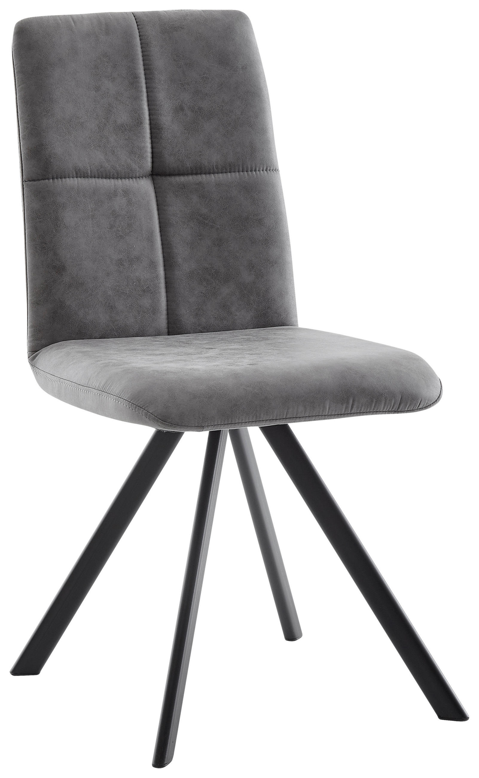 STUHL  in Eisen Mikrofaser Metall, Textil  - Schwarz/Grau, MODERN, Textil/Metall (47/92/60cm) - Cantus