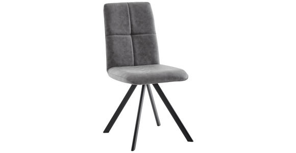 STUHL Mikrofaser Grau, Schwarz - Schwarz/Grau, MODERN, Textil/Metall (47/92/60cm) - Cantus
