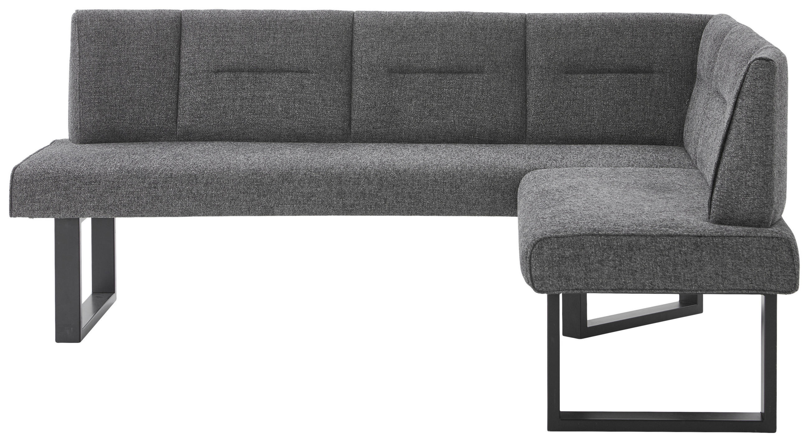 ECKBANK in Metall, Textil Graphitfarben - Schwarz/Graphitfarben, Design, Textil/Metall (182/142cm) - Valdera