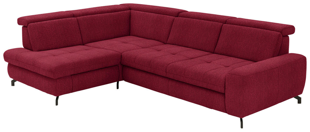 ECKSOFA in Chenille Rot  - Rot/Schwarz, Design, Textil/Metall (220/310cm) - Beldomo Style