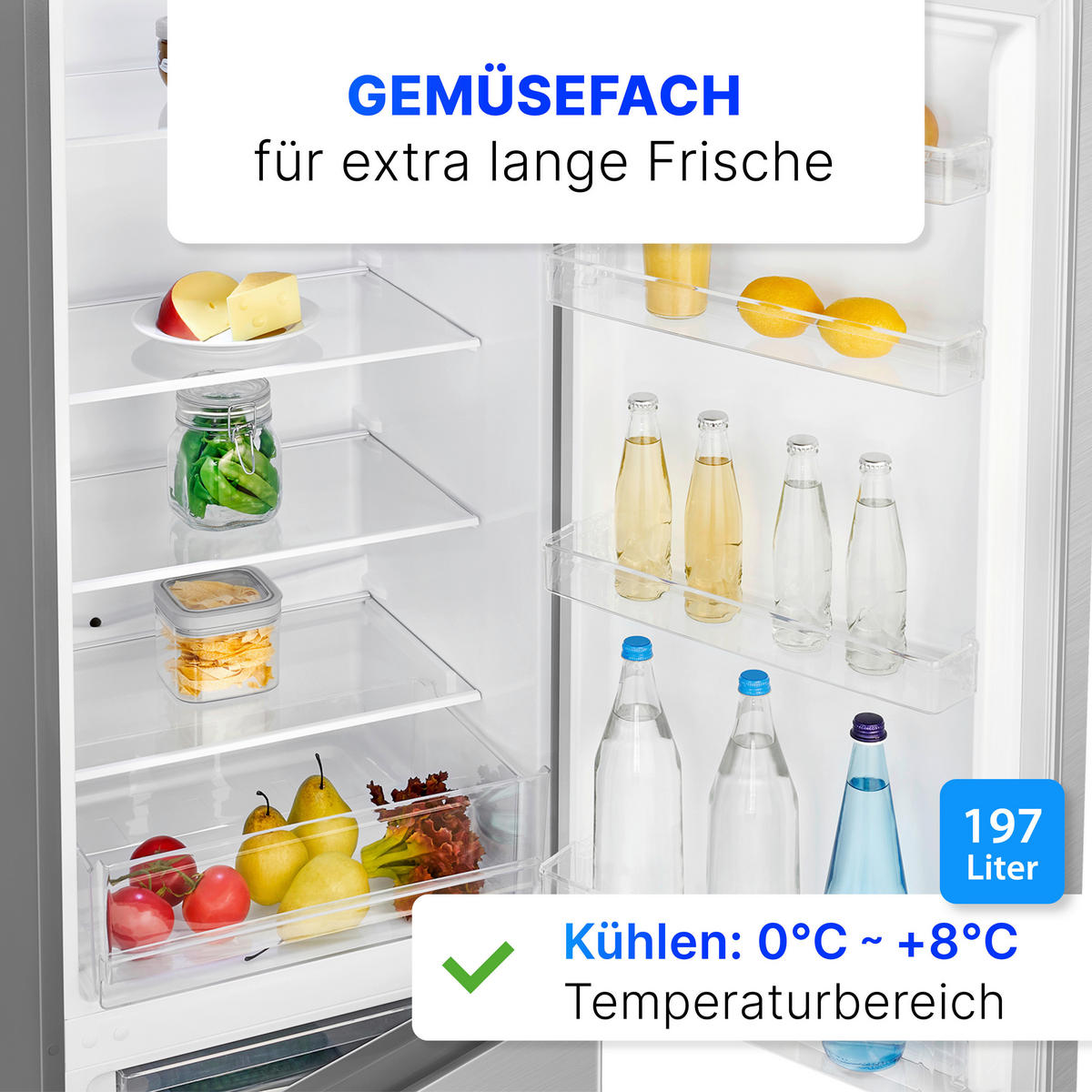 KÜHL-GEFRIER-KOMBINATION 773 539  - Edelstahlfarben, Basics (49,5/143/56,2cm) - Bomann