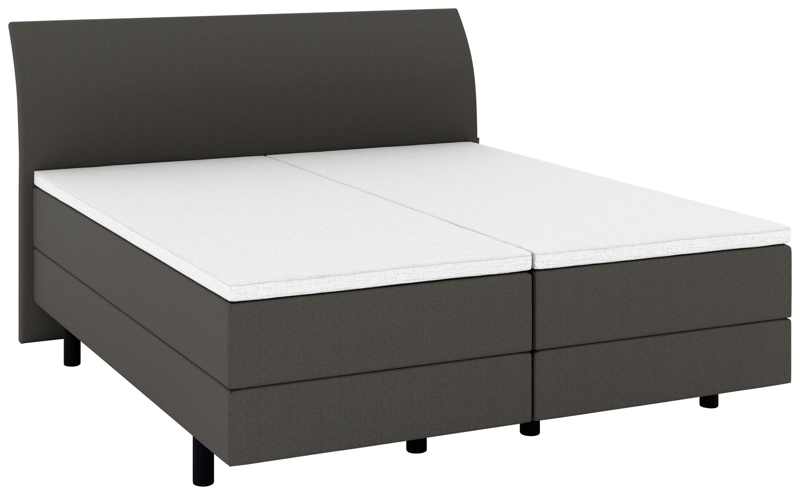 BOXSPRINGBETT 180/200 cm,  in Dunkelgrau, gepolstertes Kopfteil, Topper, Matratzen, H4 + H4 = sehr fest  - Dunkelgrau/Schwarz, KONVENTIONELL, Kunststoff/Textil (180/200cm) - Musterring