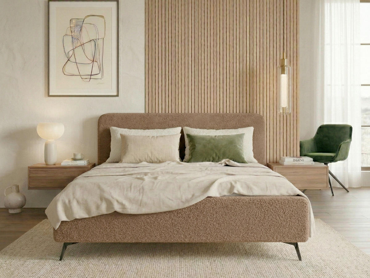 POLSTERBETT 180/200 cm,  in Braun,  - Schwarz/Braun, MODERN, Holz/Textil (180/200cm) - MID.YOU