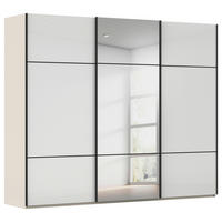 SCHWEBETÜRENSCHRANK  in Weiß, Champagner  - Champagner/Schwarz, KONVENTIONELL, Glas/Holzwerkstoff (242/223/68cm) - Novel