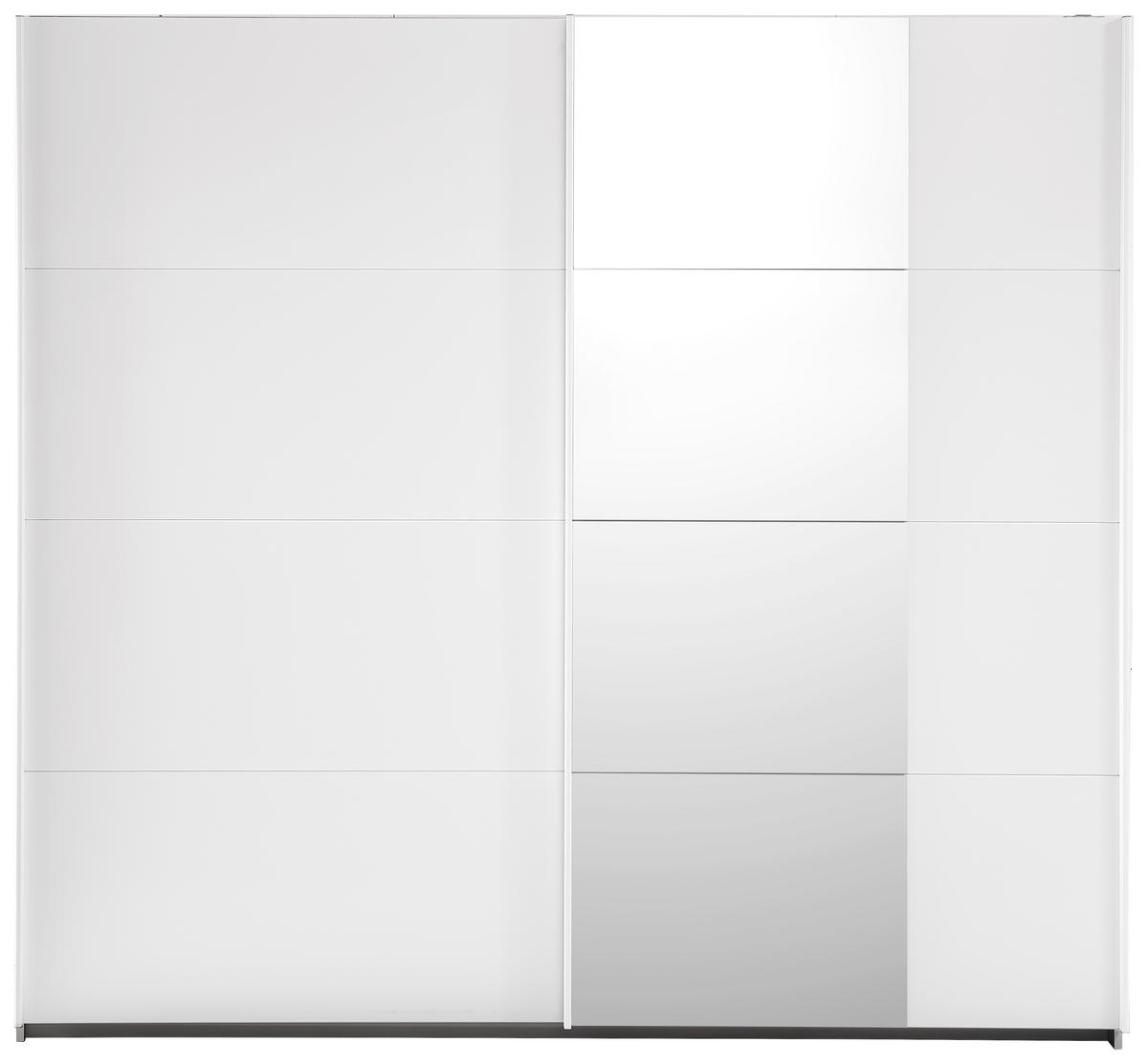 SCHWEBETÜRENSCHRANK in Weiss  - Weiss/Alufarben, Konventionell, Glas/Holzwerkstoff (226/210/62cm) - Ti'me