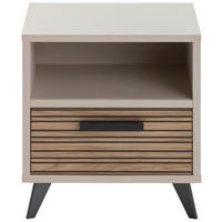 NOČNA OMARICA, barve hrasta, bež  - temno siva/barve hrasta, Moderno, kovina/leseni material (60/55/40,5cm) - Xora