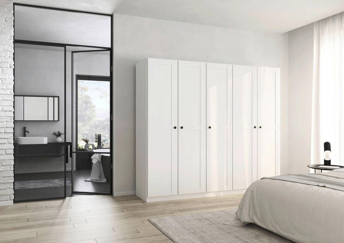 DREHTÜRENSCHRANK 226/197/54 cm,  in Weiß, 5-türig  - Schwarz/Weiß, KONVENTIONELL, Holzwerkstoff/Kunststoff (226/197/54cm) - home24