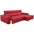 ECKSOFA DUA in Echtleder Rot  293/170 cm  - Chromfarben/Rot, Design, Leder/Metall (293/170cm) - Novel