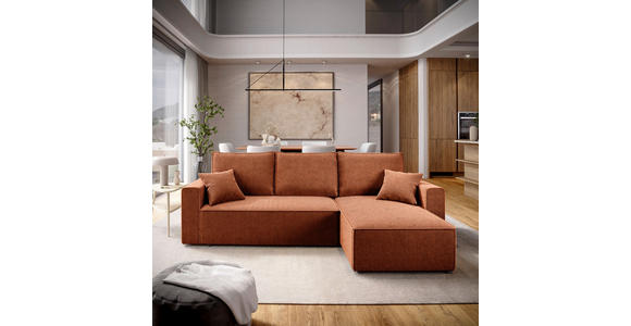 ECKSOFA Rostfarben Cord  - Rostfarben/Schwarz, KONVENTIONELL, Kunststoff/Textil (241/138cm) - Carryhome