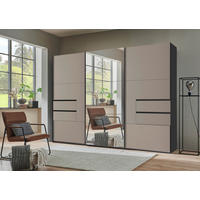 SCHWEBETÜRENSCHRANK 3-türig Graphitfarben, Sahara  - Graphitfarben/Sahara, Design, Glas/Holzwerkstoff (300/216/65cm) - Stylife