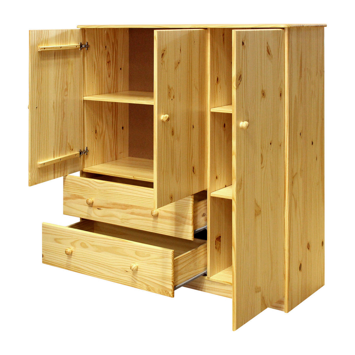 KOMMODE , 132/136/43 cm, 2 Schublade(n)  - Naturfarben, Basics, Holz (132/136/43cm) - Livetastic