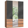 DREHTÜRENSCHRANK in Grau, Eichefarben  - Chromfarben/Eichefarben, Modern, Glas/Holzwerkstoff (150/216/58cm) - MID.YOU