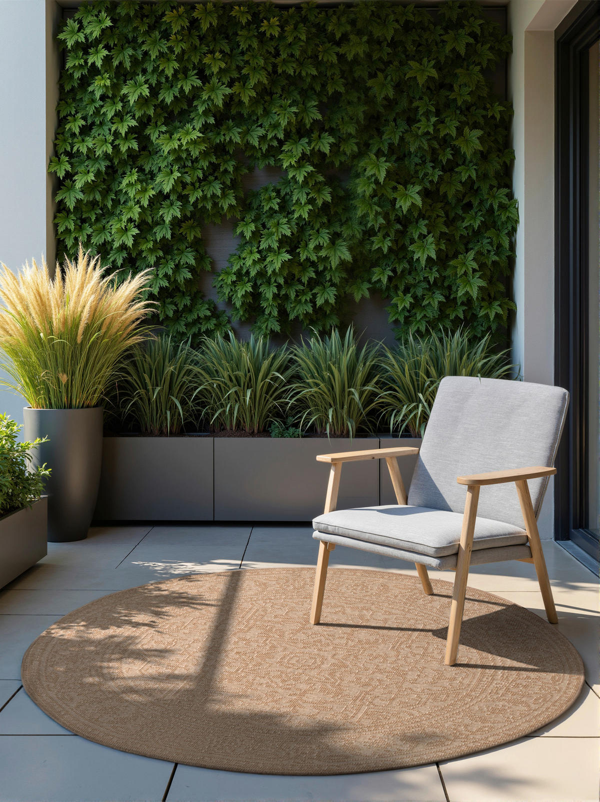 OUTDOORTEPPICH 160 cm Duet Weiß, Sandfarben  - Sandfarben/Weiß, Design, Kunststoff (160cm)