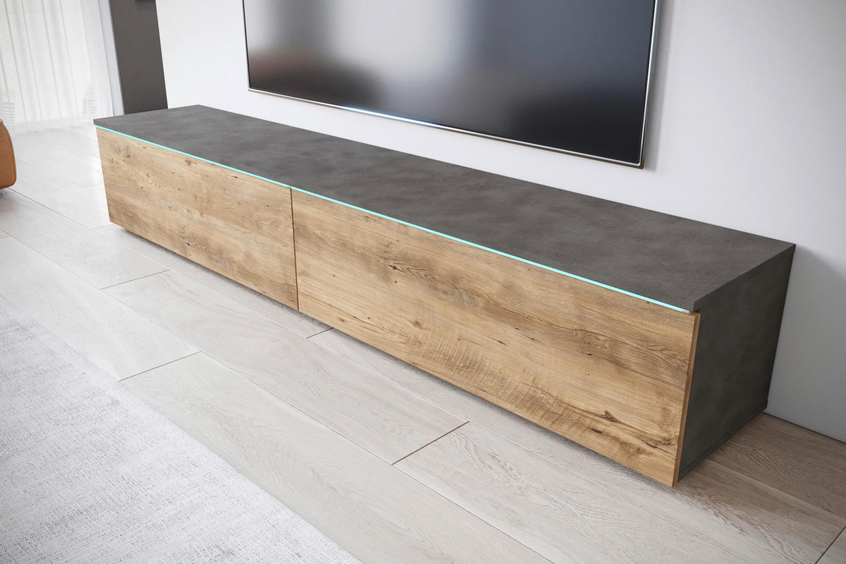 LOWBOARD  in 180/30/33 cm  - Kastanieneichefarben/Anthrazit, Trend, Holzwerkstoff/Kunststoff (180/30/33cm) - MID.YOU