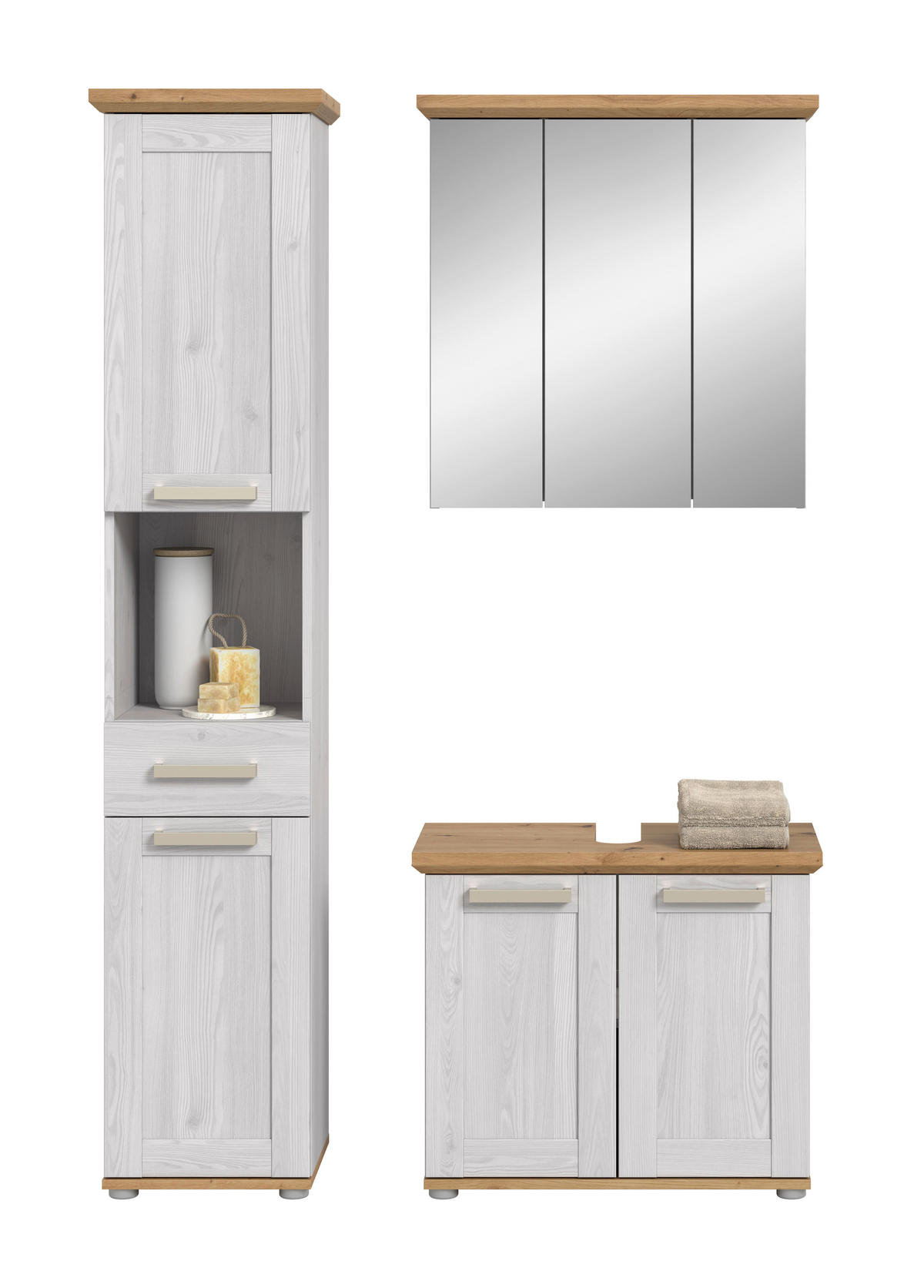 KOUPELNA barvy modřínu, dub artisan  - barvy stříbra/barvy modřínu, Trend, kompozitní dřevo/plast (108cm) - MID.YOU