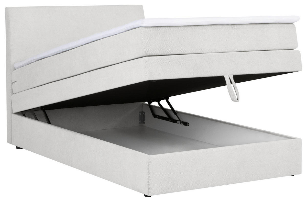 BOXSPRINGBETT 140/200 cm  in Hellgrau  - Hellgrau/Schwarz, KONVENTIONELL, Holz/Kunststoff (140/200cm) - MID.YOU