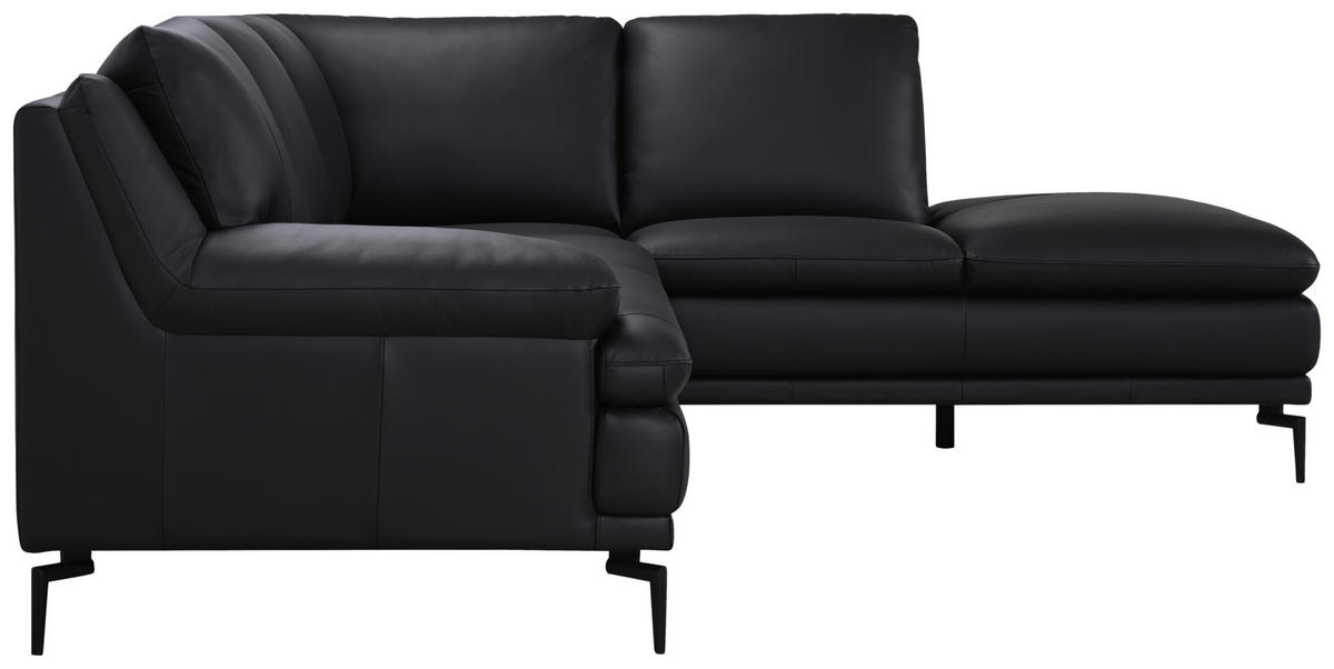 ECKSOFA Schwarz Echtleder  - Schwarz, Design, Leder (248/221cm) - MID.YOU