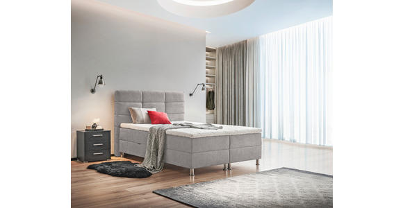 BOXBETT 140/200 cm  in Grau  - Chromfarben/Grau, KONVENTIONELL, Textil/Metall (140/200cm) - Carryhome