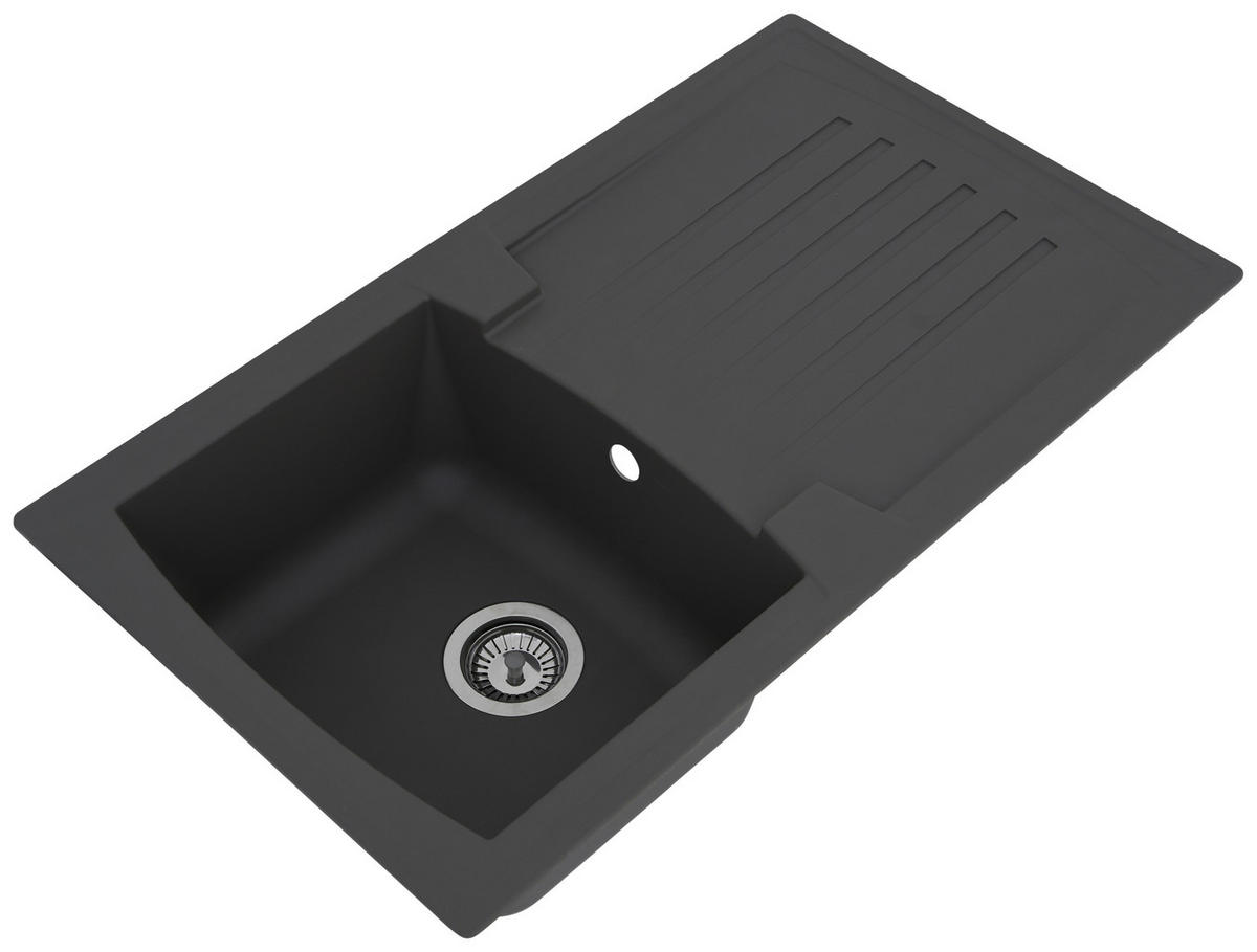 SPÜLE 1712BOSTON86X50G  - Grau, Trend, Glas/Kunststoff (86/20/50cm) - Respekta