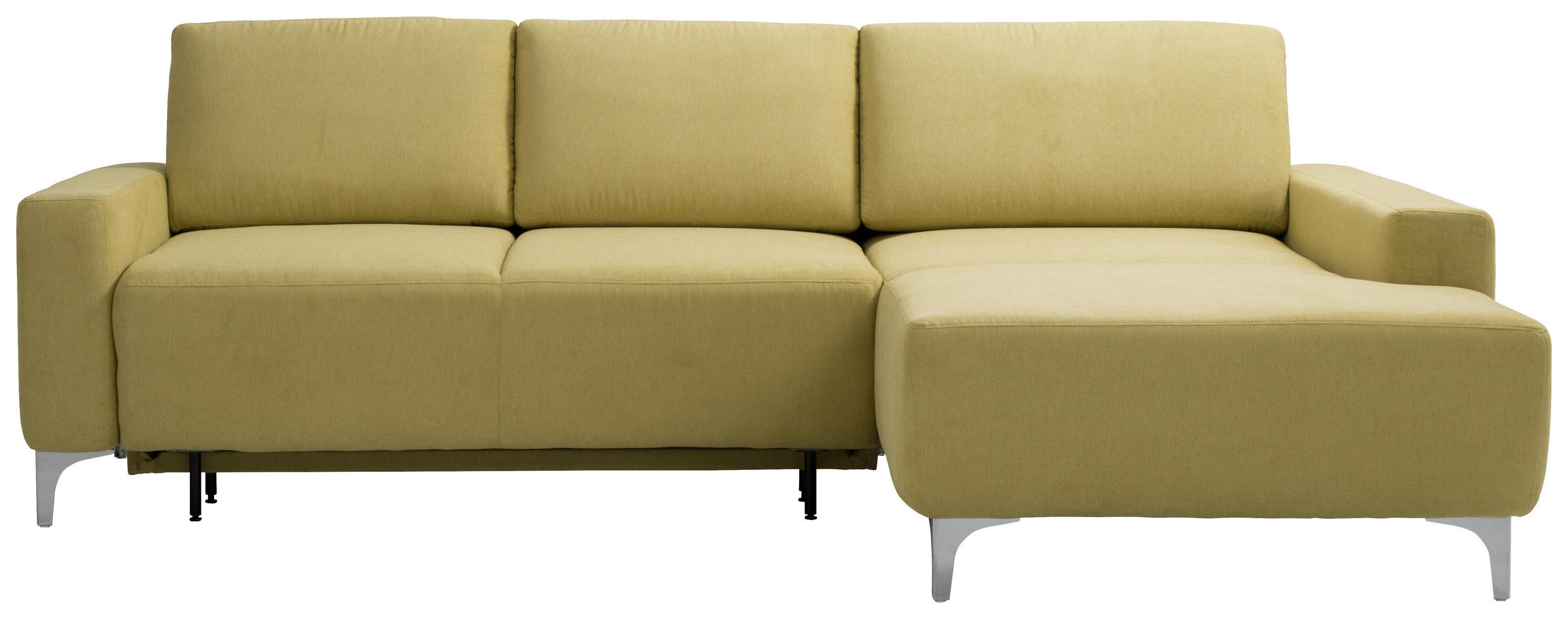 ECKSOFA in Chenille Hellgrün  248/160 cm  - Alufarben/Hellgrün, Design, Textil/Metall (248/160cm) - Sedda