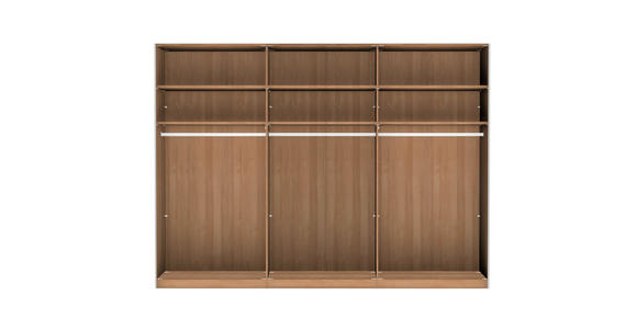 SCHWEBETÜRENSCHRANK 300/217/67 cm 3-türig  - Champagner/Buchefarben, Natur, Glas/Holz (300/217/67cm) - Linea Natura