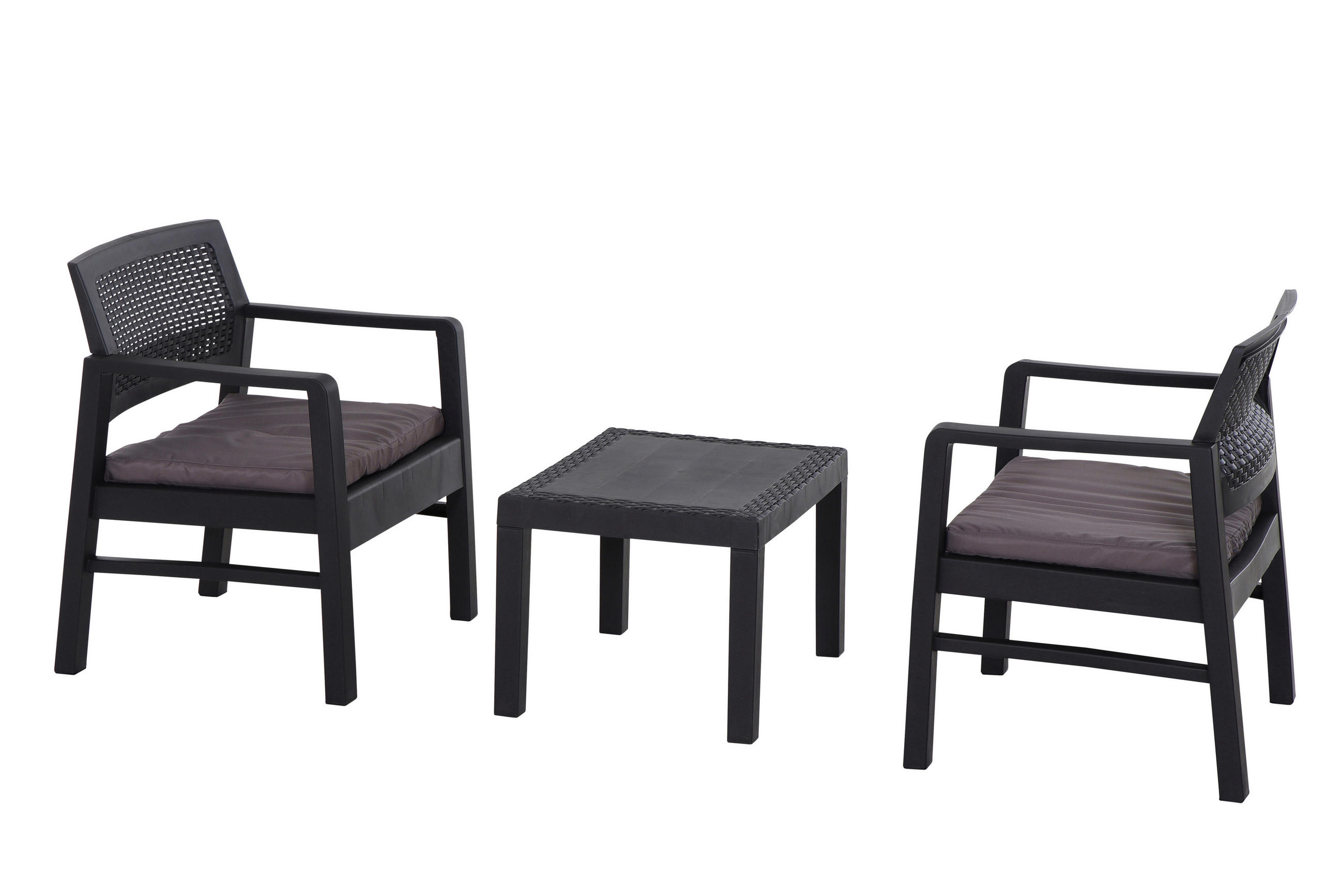 BALKONSET  3-teilig  - Anthrazit, MODERN, Kunststoff (58/74/63cm) - Gardenson