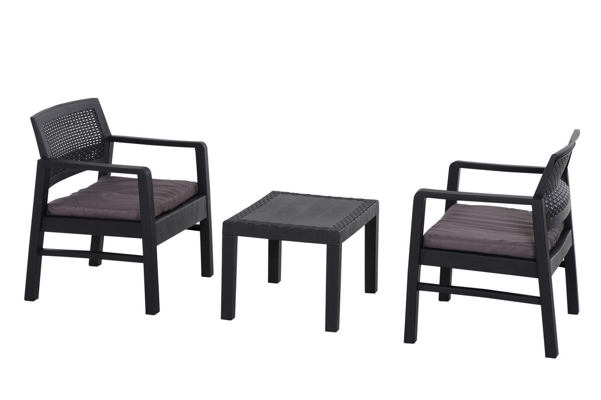 BALKONSET  3-teilig  - Anthrazit, MODERN, Kunststoff (58/74/63cm) - Gardenson