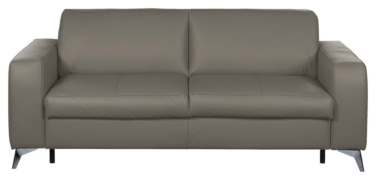 SCHLAFSOFA in Leder Schlammfarben  - Schlammfarben/Silberfarben, Design, Leder/Metall (204/84/104cm) - Livetastic