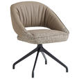 ARMLEHNSTUHL  Sitzfläche 360° drehbar, automatische Rückholfunktion Webstoff Echtleder  - Beige/Schwarz, Design, Leder/Textil (61/81/66cm) - Dieter Knoll