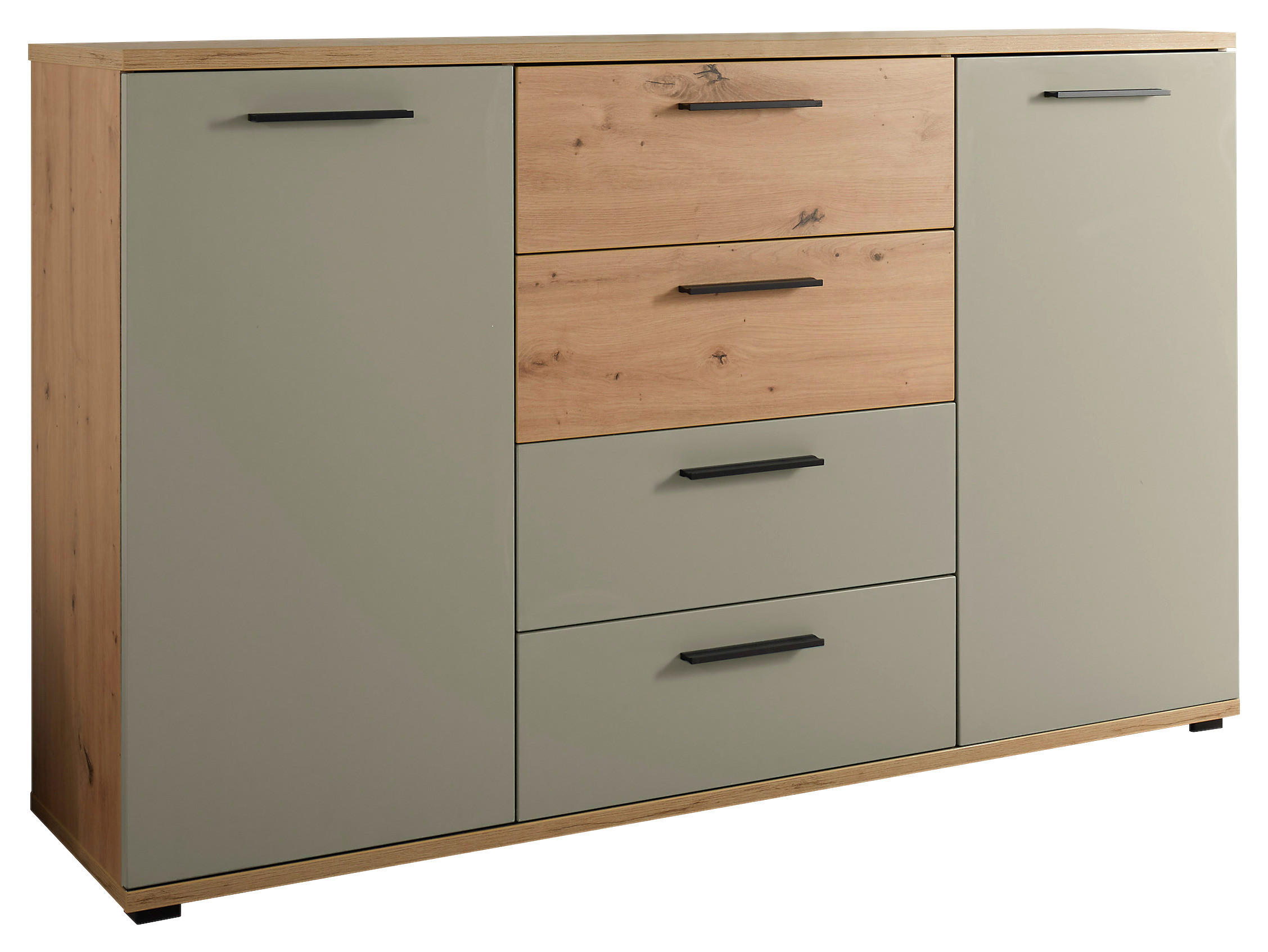 KOMMODE  in 150/92/38 cm  - Salbeigrün/Schwarz, KONVENTIONELL, Holzwerkstoff/Kunststoff (150/92/38cm) - Xora