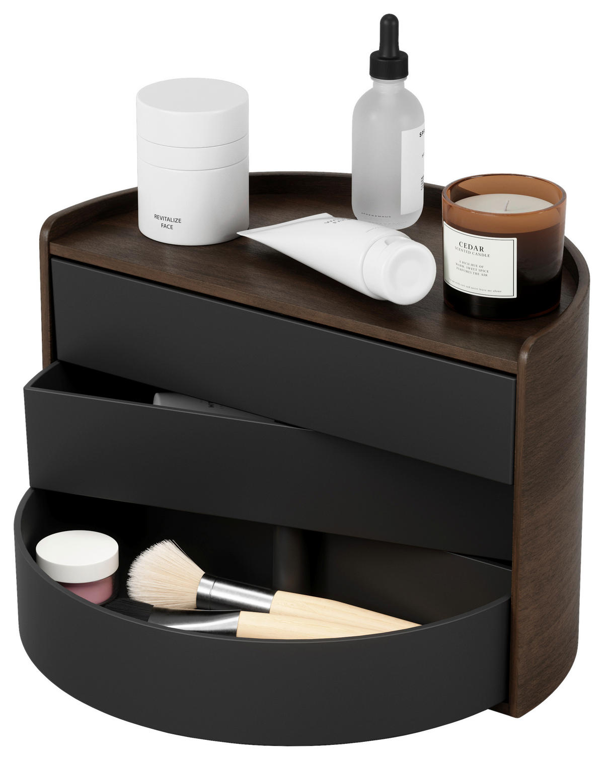 SCHMUCKBOX - Walnussfarben/Schwarz, Design, Holz/Kunststoff (15,2/18,4/27,3cm) - Umbra