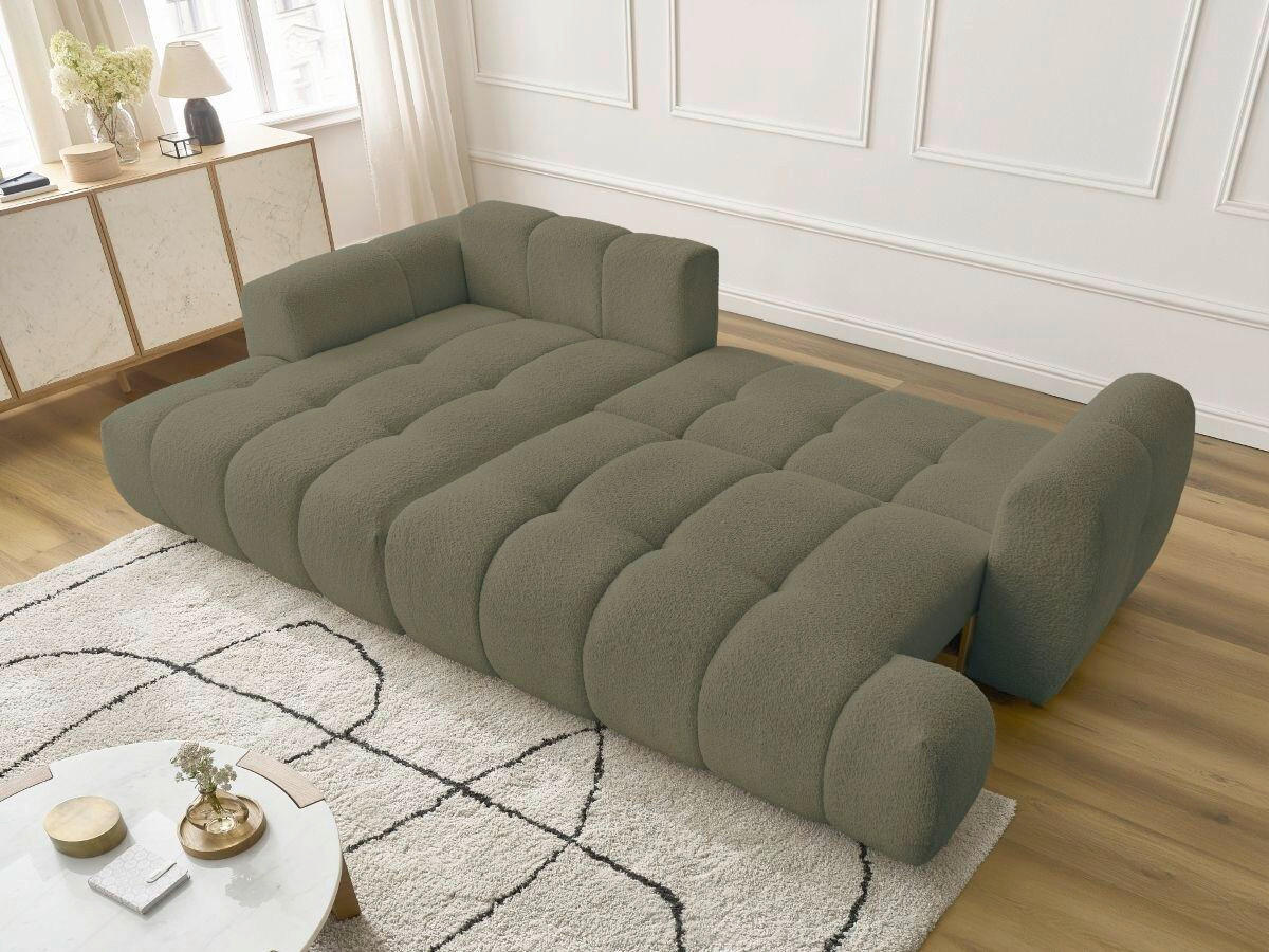 ECKSCHLAFSOFA FUJI Bouclé Grün  inkl.  - Schwarz/Grün, MODERN, Kunststoff/Textil (160/292cm)