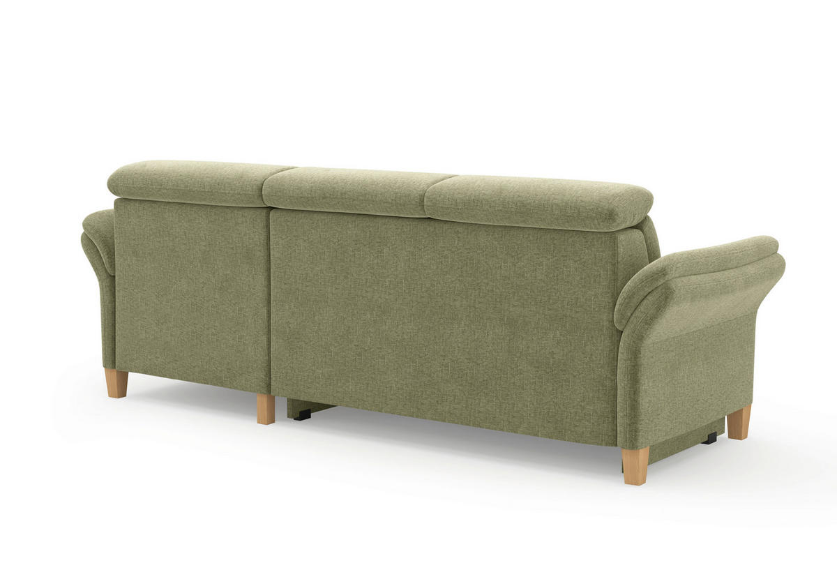 ECKSOFA GLENDALE E Hellgrün Flachgewebe  - Eichefarben/Hellgrün, KONVENTIONELL, Holz/Textil (253/166cm) - Sit & More