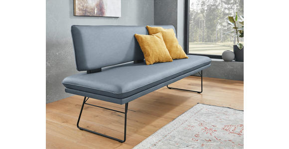 SITZBANK in Metall, Textil Blau, Schwarz  - Blau/Schwarz, Design, Textil/Metall (195/91/65cm) - Dieter Knoll