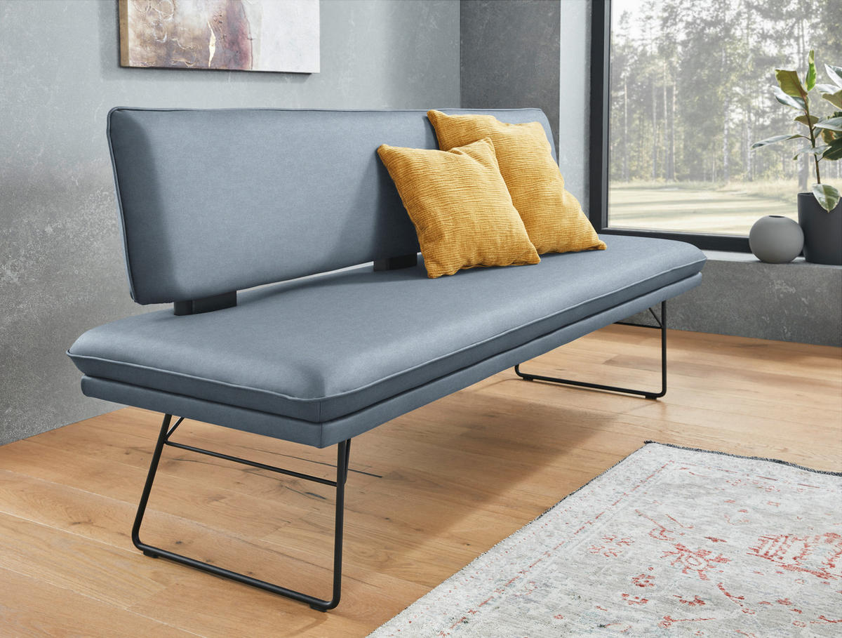 SITZBANK in Metall, Textil Blau, Schwarz  - Blau/Schwarz, Design, Textil/Metall (195/91/65cm) - Dieter Knoll