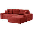 ECKSOFA in Webstoff Rot  - Silberfarben/Rot, Design, Kunststoff/Textil (280/194cm) - Carryhome