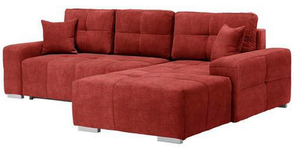 ECKSOFA in Webstoff Rot  - Silberfarben/Rot, Design, Kunststoff/Textil (280/194cm) - Carryhome