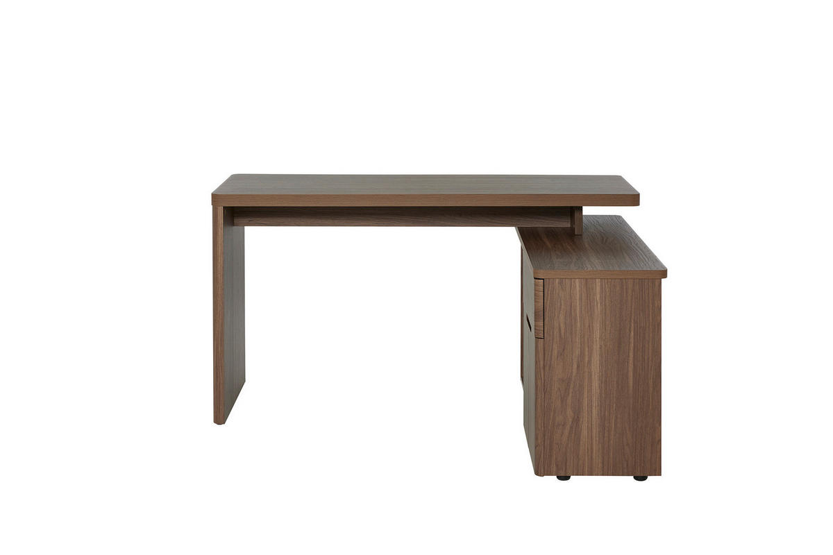 ECKSCHREIBTISCH 140/117,5/77 cm Walnussfarben Stauraum, seitenverkehrt montierbar  - Walnussfarben, KONVENTIONELL, Holzwerkstoff (140/117,5/77cm) - MID.YOU