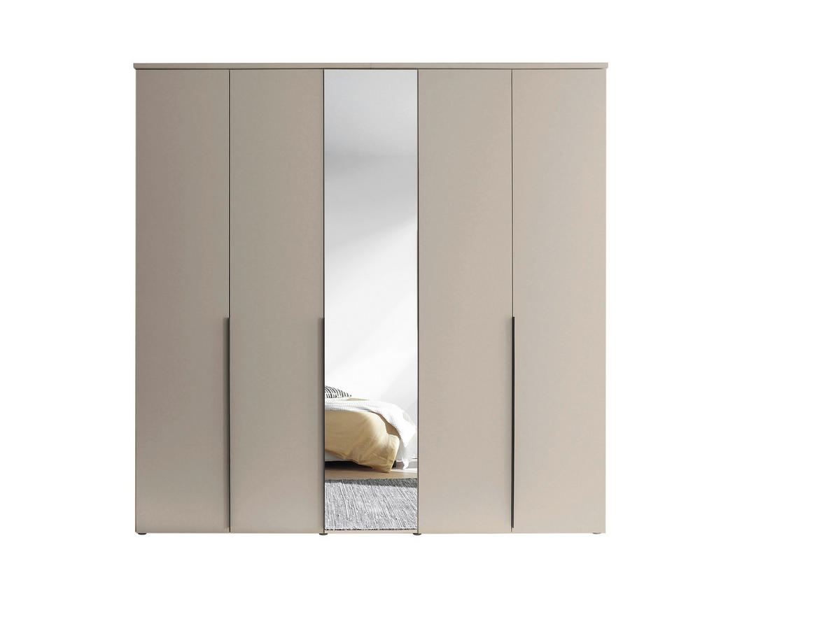 ORMAR S KLASIČNIM VRATIMA kašmir   - kašmir/crna, Moderno, staklo/drvni materijal (225/225/52cm) - Carryhome