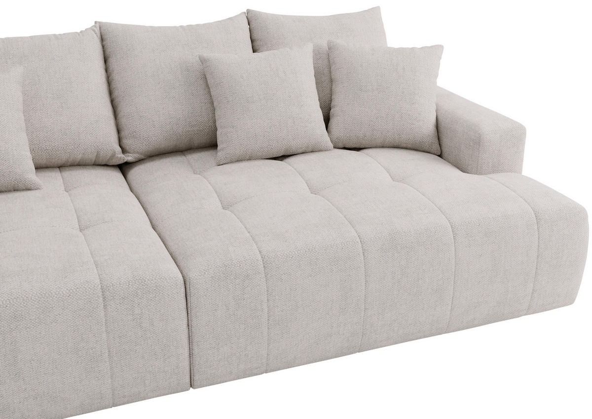 BIGSOFA ADELE in Chenille Creme  - Creme/Schwarz, Design, Kunststoff/Textil (270/85/136cm) - Livetastic