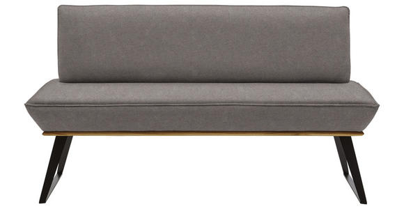 SITZBANK 140/87/64 cm  in Schwarz, Eichefarben, Graubraun  - Eichefarben/Graubraun, Design, Holz/Textil (140/87/64cm) - Voleo