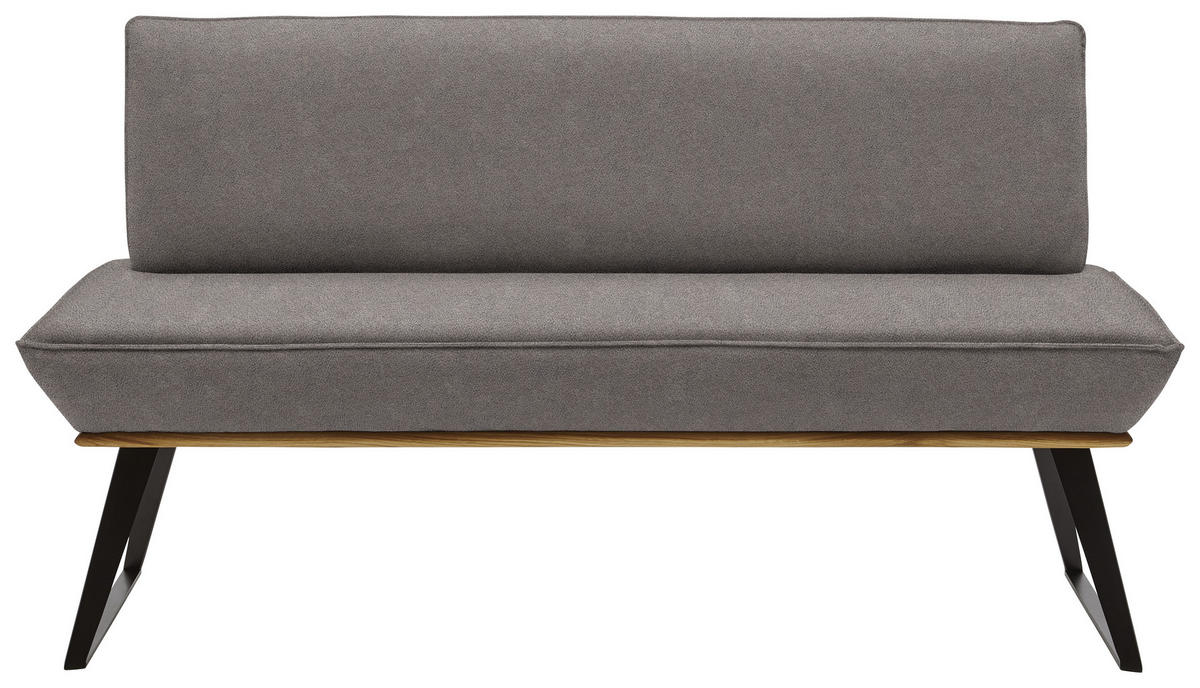 SITZBANK in Holz, Metall, Textil Schwarz, Eichefarben, Graubraun  - Eichefarben/Graubraun, Design, Holz/Textil (180/87/64cm) - Voleo