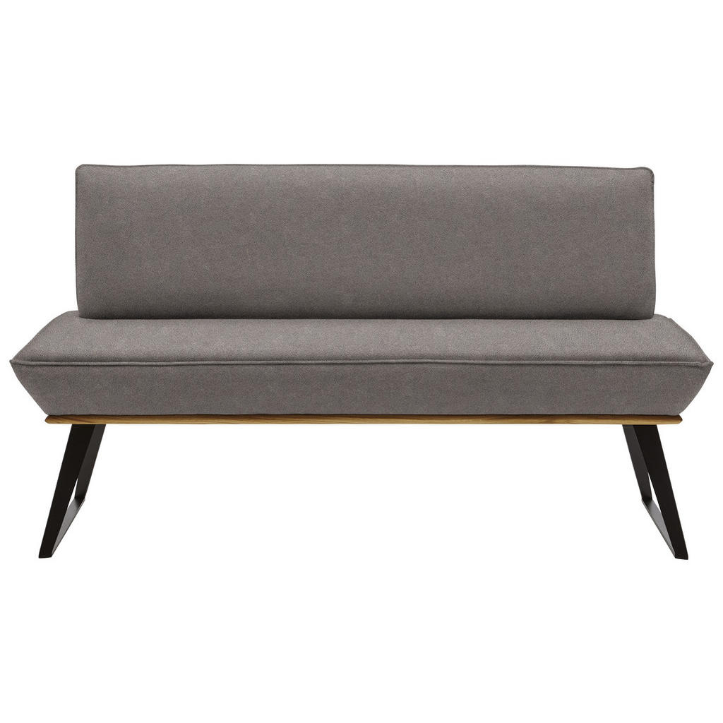 Thumbnail - Voleo Sitzbank, Schwarz, Eiche, Graubraun, Holz, Metall, Textil, Eiche, massiv, Uni, 2-3-Sitzer, 160x87x64 cm, Stoffausw...
