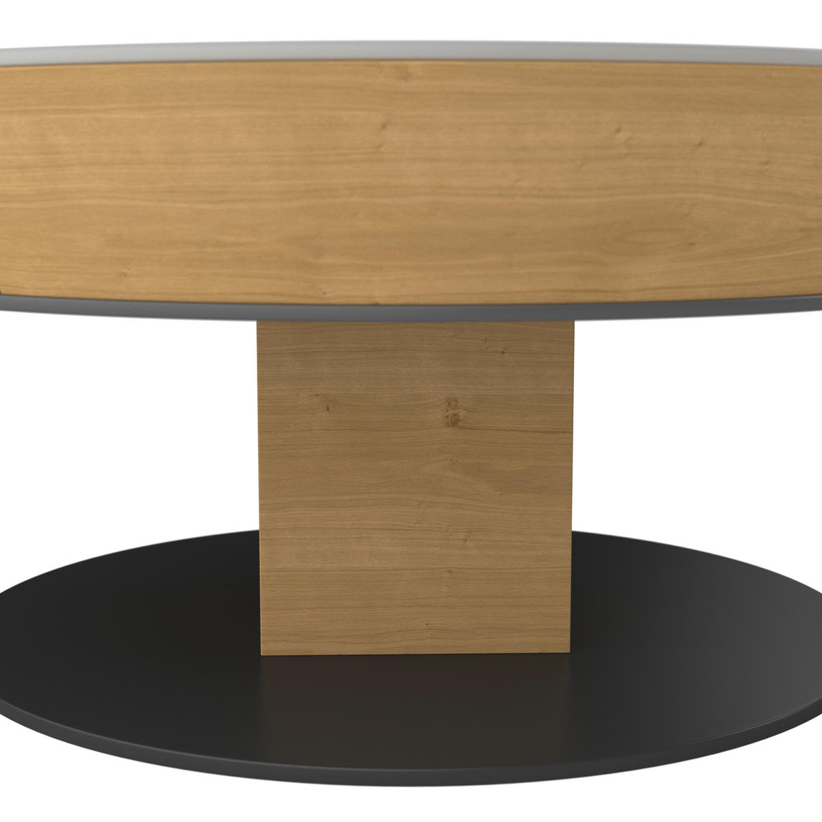 COUCHTISCH Wildeiche furniert, massiv ESG 80/80/38-58 cm rund Grau, Eichefarben  - Eichefarben/Grau, Natur, Glas/Holz (80/80/38-58cm) - Voglauer