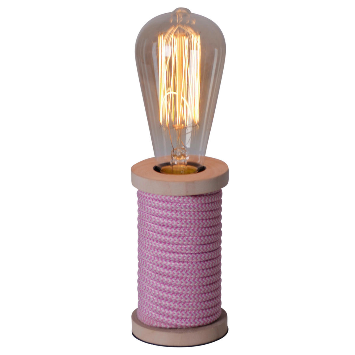 TISCHLEUCHTE 7/12 cm   - Pink/Naturfarben, Design, Holz/Textil (7/12cm) - Näve